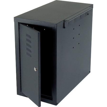 Global Industrial Computer CPU Side Cabinet with Front/Rear Doors and 2 Exhaust Fans, Black 249309JBK